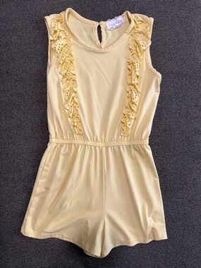 btween Pale Yellow Ruffle-Trim One-Piece Romper